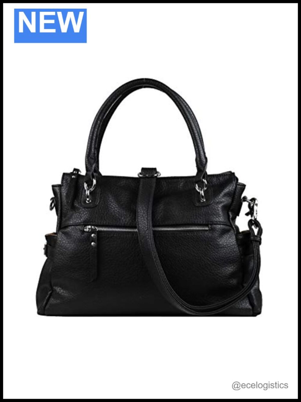 Faux Leather Concealed Carry Satchel Crossbody with Locking Zippers